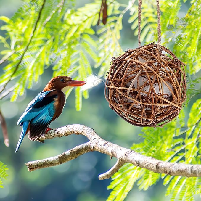 Yardwe 2PCS Bird Nesting Material Balls, Bird Nesting Material for Outdoor Hummingbird Houses, 3.14 Inch Unique Hanging Nest Balls Ideal for DIY Craft Lovers