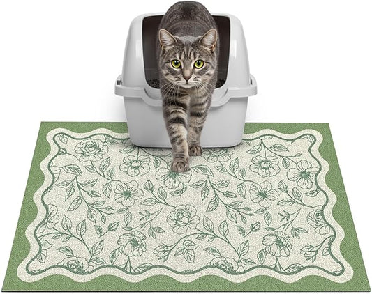 Glittme Premium Cat Litter Mat 24"x15" - Non-Slip & Waterproof Litter Trapping Mat for Litter Boxes - Soft Mesh Kitty Sand Catcher Pad Easy to Clean & Washable Floor Protector