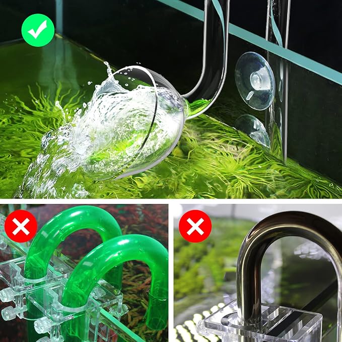 FZONE 13mm Aquarium Glass Lily Pipe Kits with Lily Inflow Lily Outflow and Brush for 3/4" ID (12/16mm) Tubing