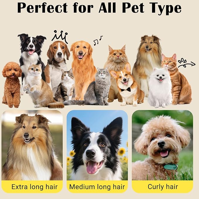 Dog Cat Brush for Shedding and Grooming,Two Replacement Heads,Massage the skin,Easy to Clean Comb for Long Short Haired Pets,use with Vacuum,Compatible with 32mm&35mm Universal Vacuum