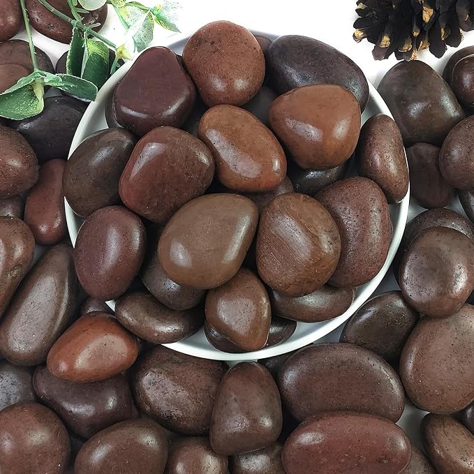 10lbs Red River Rocks, 1-2 Inch Natural Pebbles for Indoor Plants, High Polished Decorative Stones Vase Filler Fish Tank Aquariums Landscaping Garden