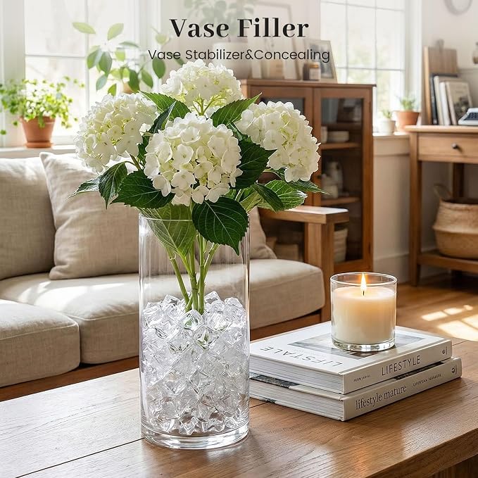 DOMESTAR Clear Fake Ice Rocks, 150 PCS Acrylic Crystal for Vase Fillers | Fake Diamonds for Table Centerpieces Wedding Party, Fish Tanks Decor Table Scatter DIY Craft Supplies Food Display