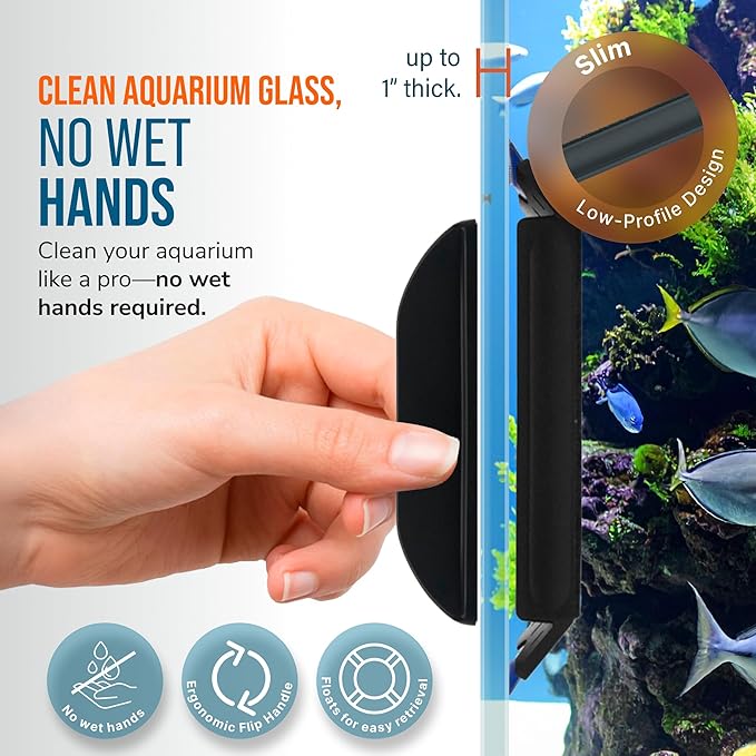 Flipper Edge 2-in-1 Scrubber Scraper Floating Magnetic Fish Tank Aquarium Cleaner with Dual Blades - Efficient Glass & Acrylic Aquarium Cleaning Tools (MAX)