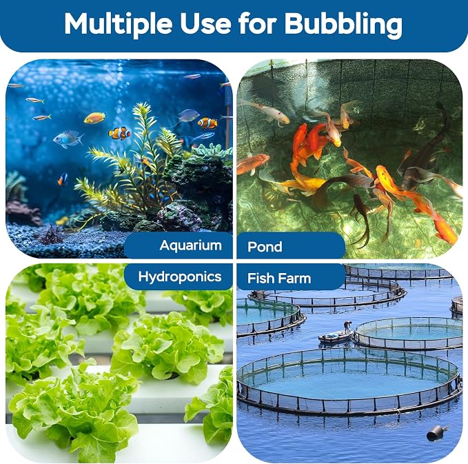 AquaMiracle New Innovative Rubber Air Stone | Air Bubbler | Oxygen Air Diffuser | for Pond Aerator | Pond Aeration | for Large Aquarium | 8”x1.25” | 2-Pack