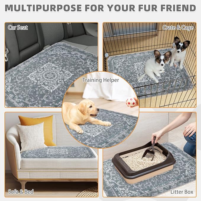KOOLTAIL Washable Pee Pads for Dogs, 2 Pack Super Absorbent Reusable Puppy Training Pads Waterproof, Nonslip and Leak-Proof Dog Pee Pads, Large Pet Mats Whelping Pads for Floor, Crate, Couch 36*41