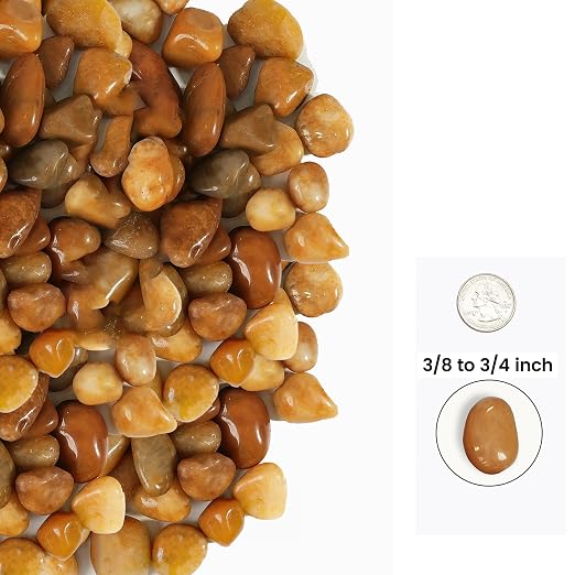 120 LBS River Rocks, StoneCreek, Decorative Garden Stones for Plant Landscaping, Polished Gravel Filler Pebbles for Home Decoration, Vases, Succulents, Flower Beds and Fish Tanks (Pale Yellow, Medium)