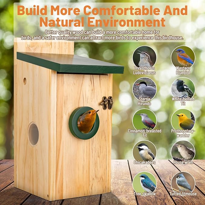 Smart Bird House with Camera, Solar Powered Bird House for Outdoor with 2K HD Cam, 2.4G WiFi, Night Vision, Motion Detection & 16GB SD, Watch Bird Nesting & Hatching in Real Time, Waterproof