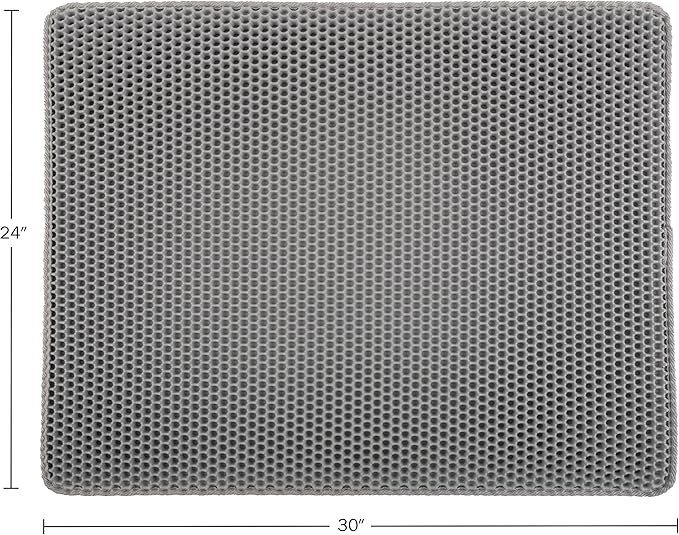 Cat Litter Mat - 30x24-Inch Waterproof Litter Box Mat with Dual-Layer Honeycomb Design for Trapping Litter - Slip-Resistant Cat Mat by PETMAKER (Gray)