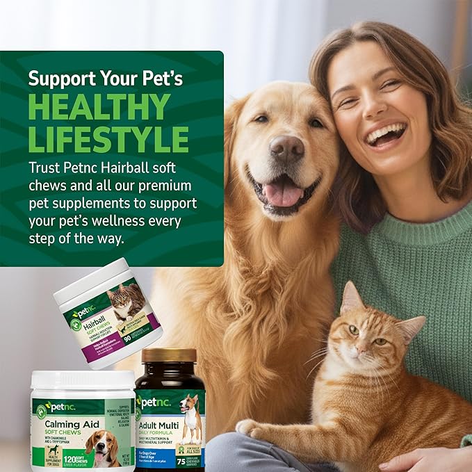 Petnc Hairball Soft Chews for Cats (90 Count), Helps Reduce Cat Hairball Formation with Mineral Oil & Black Pepper Extract, Chicken & Cheese Flavor, For Felines of All Ages & Breeds