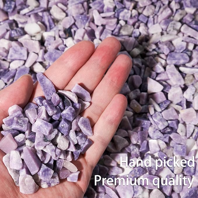 Lepidolite Crystal Chips Bulk 1lb, 600+ Pieces, 8-15mm Natural Purple Mica