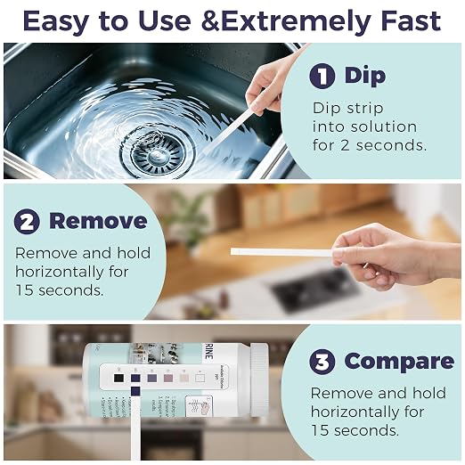 200 Chlorine Test Strips for Food Services, 0-200 ppm Sanitizer Test Kit for Kitchen Supplies, Restaurant, Bars, Hotels, Food Trucks, Precise Bleach Test Strips, Easy to Use and Fast Results