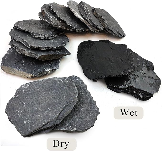 Slate Rock for Aquarium, 5-7 Inch Polished Natural Stone Rocks,40 lbs | Fish Tank Decor, Aquascaping Rocks, Safe for Aquariums, Terrariums