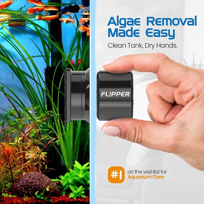 FL!PPER Flipper Pico 2 in 1 Magnetic Algae Scrubber Scraper Aquarium Fish Tank Cleaner - Black
