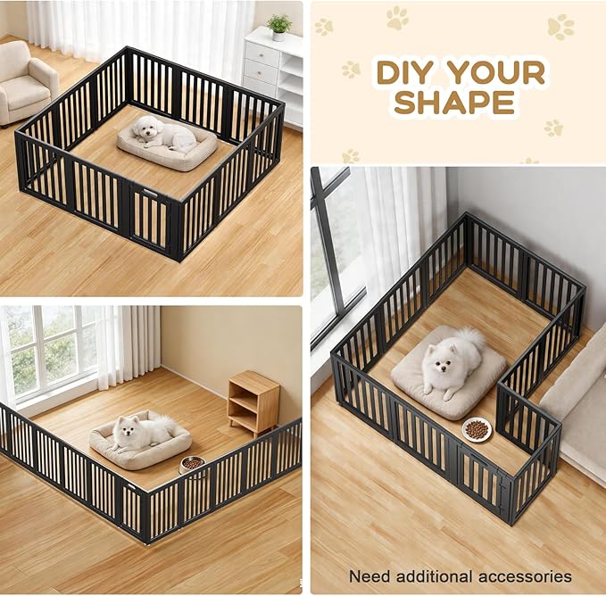 Dog Playpen, Clear Dog Pen, Dog Pen Indoor, Easy to Install and Remove Dog Play Pen, Puppy Playpen Suitable for Dogs, Cats,Dog Playpen Indoor (Black, 23.6 inch Height, 12 Panels)