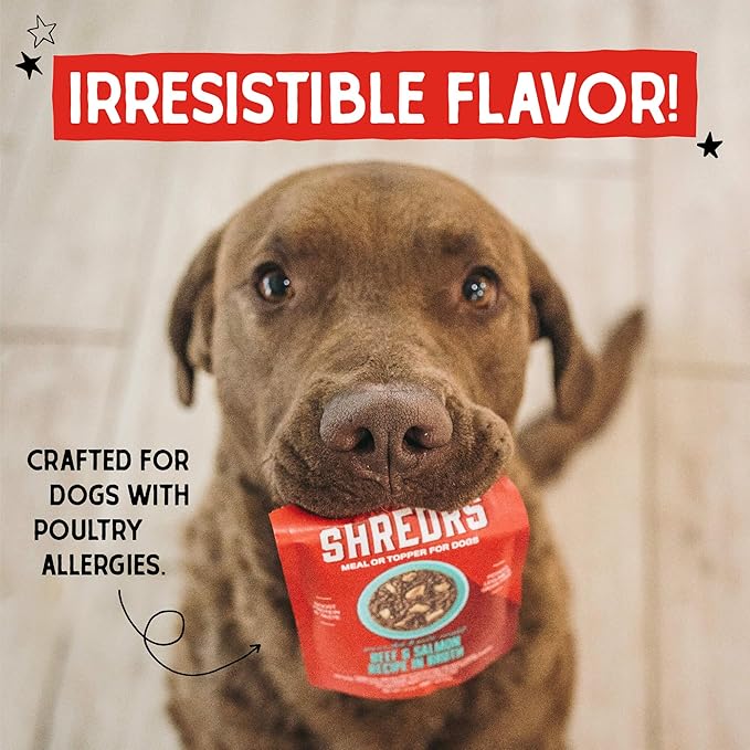 Stella & Chewy's Grass Fed Beef & Wild Caught Salmon Shredrs - Premium Dog Food Pouches - Perfect for Picky Eaters- 12 Pack, 2.8oz Each