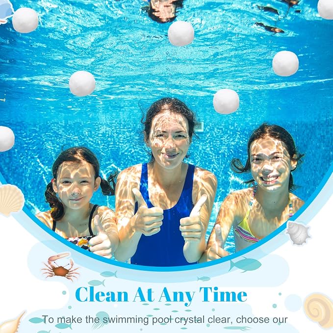 Zubebe 4.6 lbs Pool Filter Media Balls Fiber Filter Media for Swimming Pool Sand Filters and Bath Center Bathtubs Spas Aquarium Grime Cleaning Scum