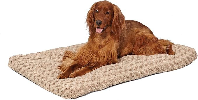 MidWest Homes for Pets Large QuietTime Deluxe Mocha Ombre Swirl Plush Pet Bed, Machine Washable, Non-Skid Bottom, Soft Crate Mat for 42-inch Crates