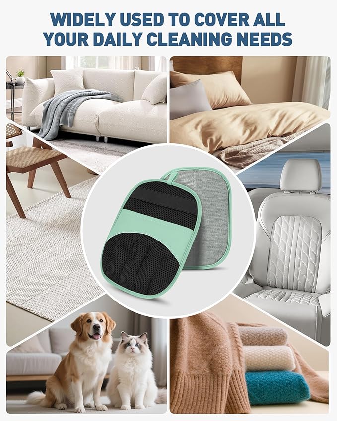 Magic Brush Glove Pet Hair - 2 Pack Electrostatic Grooming Removal Gloves for Dogs and Cats, The Magic Brush Pure Path Yomi Pet Grooming Needs, Fur Remover for Furniture, Clothes (2 Pcs Green)
