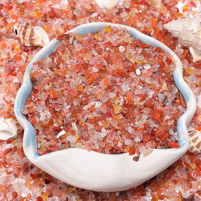 1LB Crystal Chips Stone Red Agate 3-5mm Mini Decorative Rock | Crushed Crystal Quartz Bulk,Irregular Polished Rocks for Fish Tank,Vases Filler,Succulent Plants Decor,Aquarium Gravel Rocks