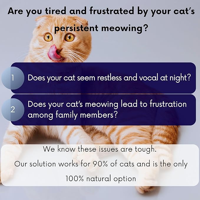 Natural Cat Stop Meowing Collar, Anti Meow Meow Deterrent Breakaway Collar, Vet-Approved & Pet-Safe (Light Blue - Copaiba)