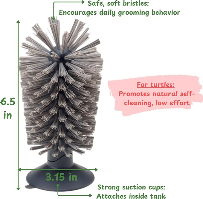 Turtle Shell Cleaning Suction Brush Tank, Turtle Scratcher for Tank Shell Cleaner with Suction Cup and Handheld Back Scratcher Remove Mud Dirt, Tortoise Habitat Accessories (Gray)