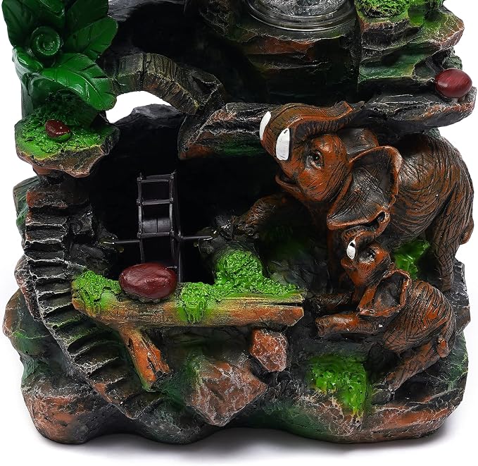 Indoor Fountain Rockery Tabletop Fountain with an Tree Elaxation | Water Feature Meditation Desktop Fountains for Home Office Decor or Giving 7.87' x 5.9'' x 10.23'' with LED Light