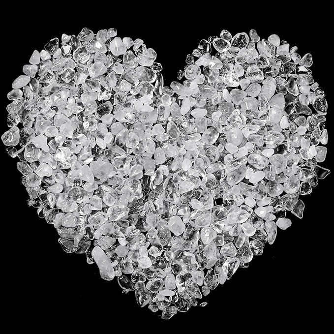 5 Lbs Clear Quartz Crystal Chip Bulk Small Crystal Stone Tumbled Gravel Natural Rock Quartz Crushed Stone for Crafts Fish Tank Aquarium Vases Filler Decor Reiki Energy Balancing(White)