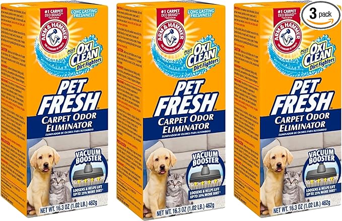 Arm & Hammer Pet Fresh Carpet Odor Eliminator Plus Oxi Clean Dirt Fighters (Pack of 3), 48.9 Ounce