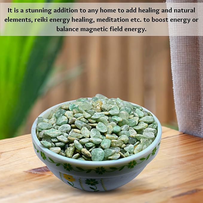 Amazing Gemstone Light Green Aventurine Crystal Chips Aquarium Gravel Rocks - Green Aventurine Chips Bulk Fish Tank Gravel, Small Tumbled Stone Chips and Tiny Crystals for Decoration