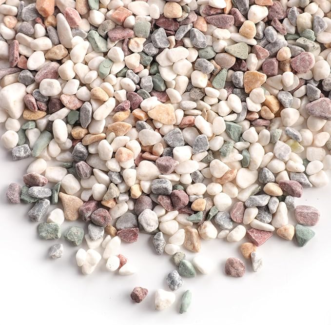 20lb 1/8-3/8inch Aquarium Gravel Fish Tank Gravel Small Rocks for Indoor Plants Decorative Rocks Pea Gravel for Plants Mixed Color Colorful Rocks for Vases Rocks for Crafts