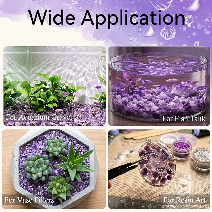 1LB Crystal Chips Stone Amethyst 3-5mm Mini Decorative Rock | Crushed Crystal Quartz Bulk,Irregular Polished Rocks for Fish Tank,Vases Filler,Succulent Plants Decor,Aquarium Gravel Rocks