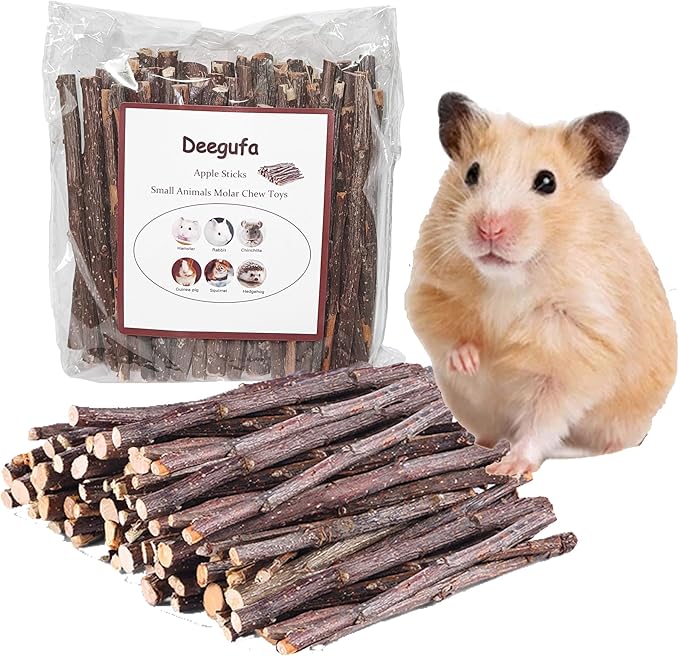 200g Apple Sticks for Rabbits, Molar Apple Wood Treats Chew Sticks Toys for Chinchillas Guinea Pig Hamster Gerbil Parrot Bunny Small Animals