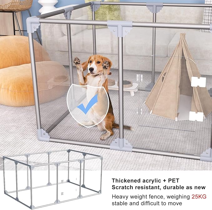 Acrylic Dog Playpen Indoor Puppy Pen 10 Panels for Puppies Dog Play Pens for Dogs Indoor