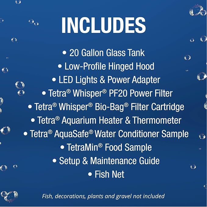 Tetra 20 Gallon Aquarium Kit LED Lighting, Filter & Heater