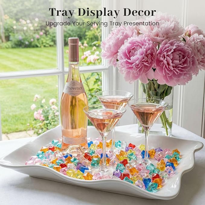 DOMESTAR 150 PCS Multicolored Acrylic Fake Gems, Ice Rocks for Vase Fillers | Pirate Treasure Jewels Party Decorations, Pool Gems, Sensory Bin Filler Bithday Party Favors