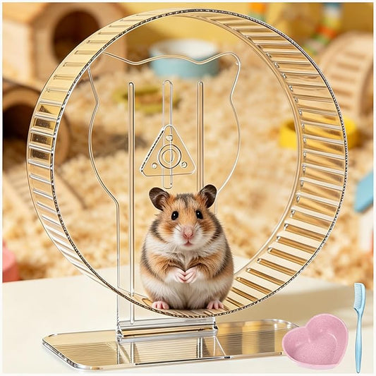 Silent Hamster Wheel 9.3", Quiet Spinner Running Wheel with Adjustable Stand & Non-Slip Track – Ideal Small Animal Cage Accessories for Hamsters Gerbils Dwarf Syrian Mice