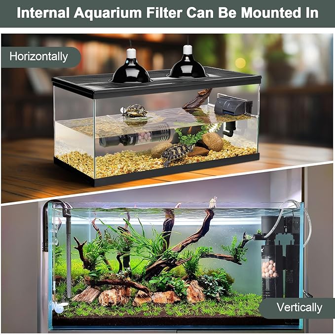 hygger Quiet Electric Aquarium Sponge Filter 10-40 Gallon Fish Tank Filter with Bio Balls Airtubing, Submersible Aquarium in-Tank Power Filter 7W 100 GPH