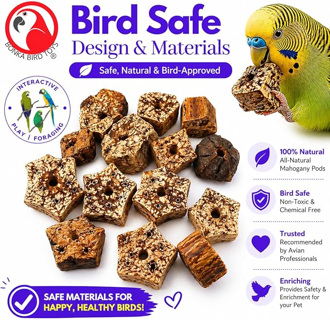 Bonka Bird Toys 3893 Pk24 Mahogany Sliced Pods Foot Talon Craft Part Bird Toys Parakeet Cockatiel Conure