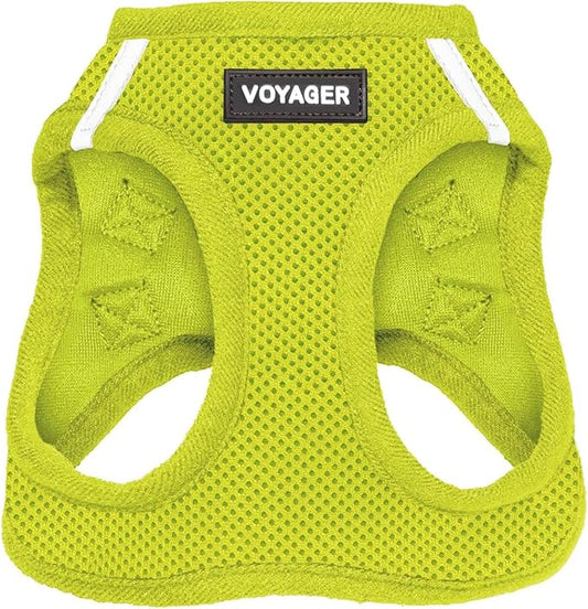 Best Pet Supplies Voyager Step-in Air Harness - All Weather Mesh, Reflective, No Pull Harness for Dogs, Cats - Secure with Hook & Loop Fastener, Buckle, Double D-Rings - Lime Green, XXS