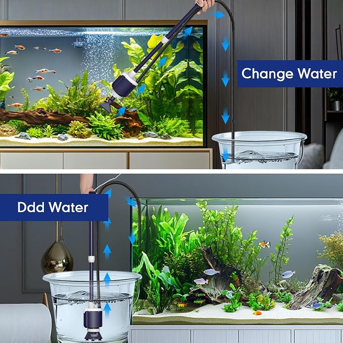 AQQA Fish Tank Cleaner,DC34W/600GPH Adjustable Flow Aquarium Gravel Vacuum | Multi-Filtration Purifies Water Electric Cleaning Kit for Water Change Water Circulation Wash Sand Gravel 110V-240V