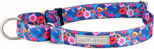 Lucky Love Dog Martingale Dog Collar - Adjustable, No-Slip, Durable, & Soft Webbing Collar for Male and Female Dogs Ideal for Training & Walking - Zuzu, Medium