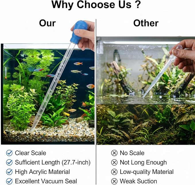17.7IN Water Siphon for Fish Tank with 9.84inch Extension Tube 50ml Fish Tanks Siphon Fishes Tank Water Changer Fishes Tanks Suction Cleaner