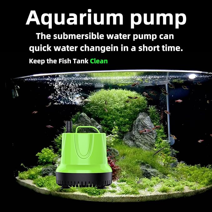 FREESEA Fountain Submersible Water Pump: 160 GPH 12W Small Sump Pump for Outdoor Pond Hydroponic Statuary Waterfall Aquarium Fish Tank
