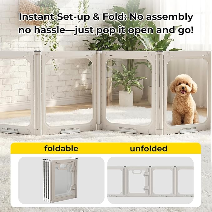 Acrylic Portable Dog Playpen Indoor, Clear Dog Play Pen Indoors Puppy Playpen Indoor Easy Assemble 24” Octagon Guinea Pig Rabbit Bunny Small Animal Pet Playpen, Puppy Play Pen for Indoors