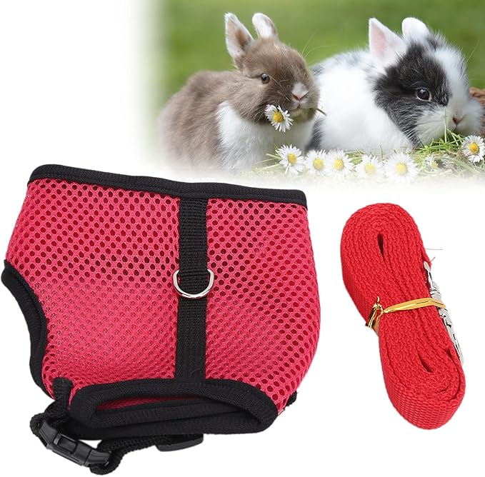 Small Pet Harness with Lead | Adjustable Soft Net Harness for Rabbits/Guinea Pigs/Kittens | Escape - Deterrent Walking Vest for Small Animals