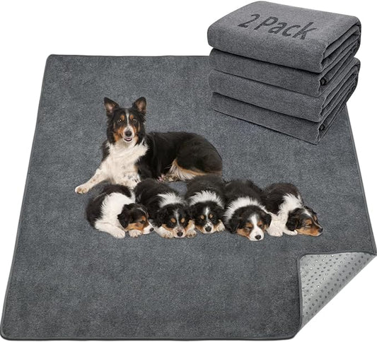 LOOBANI Washable Pee Pad for Dogs, 2 Packs Non-Slip Puppy Training Pads, Fast Absorbent Pet Whelping Pads, Puppy Playpen Mat for Incontinence, Housebreak, Crate, 31x36in, Gray