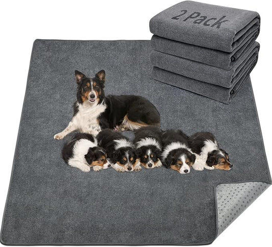 LOOBANI Washable Pee Pad for Dogs, 2 Packs Non-Slip Puppy Training Pads, Fast Absorbent Pet Whelping Pads, Puppy Playpen Mat for Incontinence, Housebreak, Crate, 41x41in, Gray