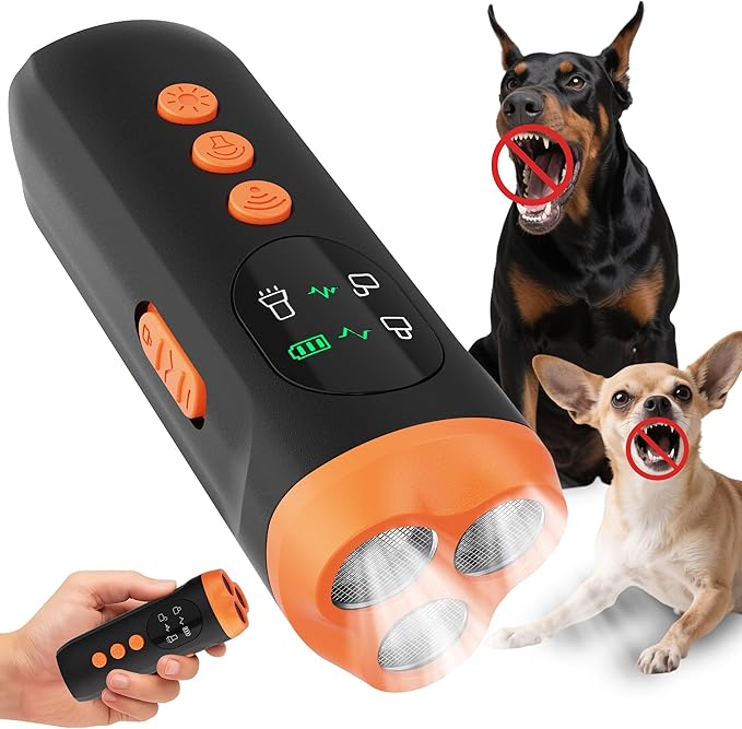 Dog Bark Deterrent Device - 3X Ultrasonic Anti Barking Device Stop Barking Control for Small Medium Large Dog Outdoor Indoor Behavior Correct 4 Training Modes Up to 50Ft Long Range