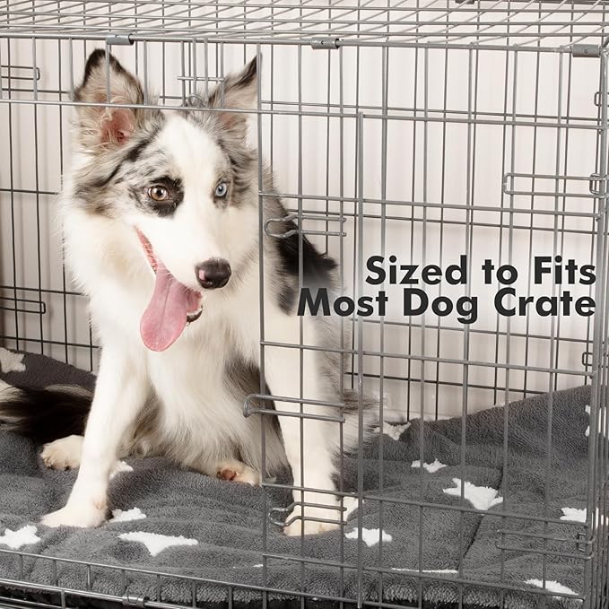 Mora Pets Cat Bed for Indoor Cats Washable Dog Crate Pad Cute Star Dog Bed Mat for Small Dogs Pet Kennel Pad for Cage Soft Flat Puppy Kitten for Sleeping Anti-Slip Grey 22 x 13 inch 2 Pack