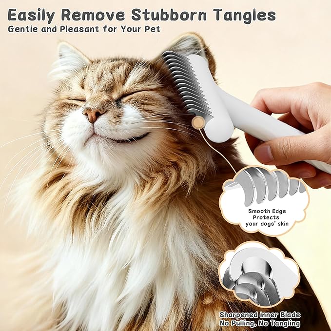 3-Piece Dogs & Cats brush for shedding - Self Cleaning Slicker Brush, Dematting Comb & Nail Clipper - Professional 3-in-1 Grooming Set for Shedding, Mats & Tangles - Easy At-Home Pet Care Tools